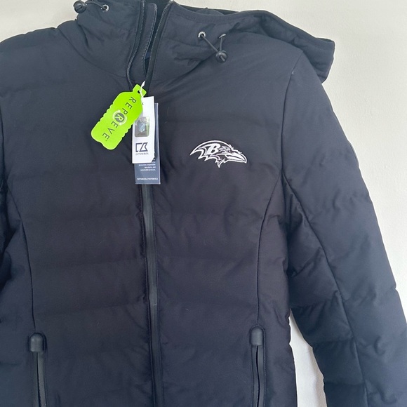 Women's Baltimore Ravens Cutter & Buck Black Full-Zip Hoodie Puffer Jacket NWT - Picture 4 of 11